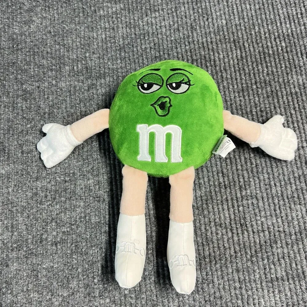 VTG Mars 2011 M&M’s Girl 12” Plush Doll White Leather Go Go Boots Pucker Up Kiss